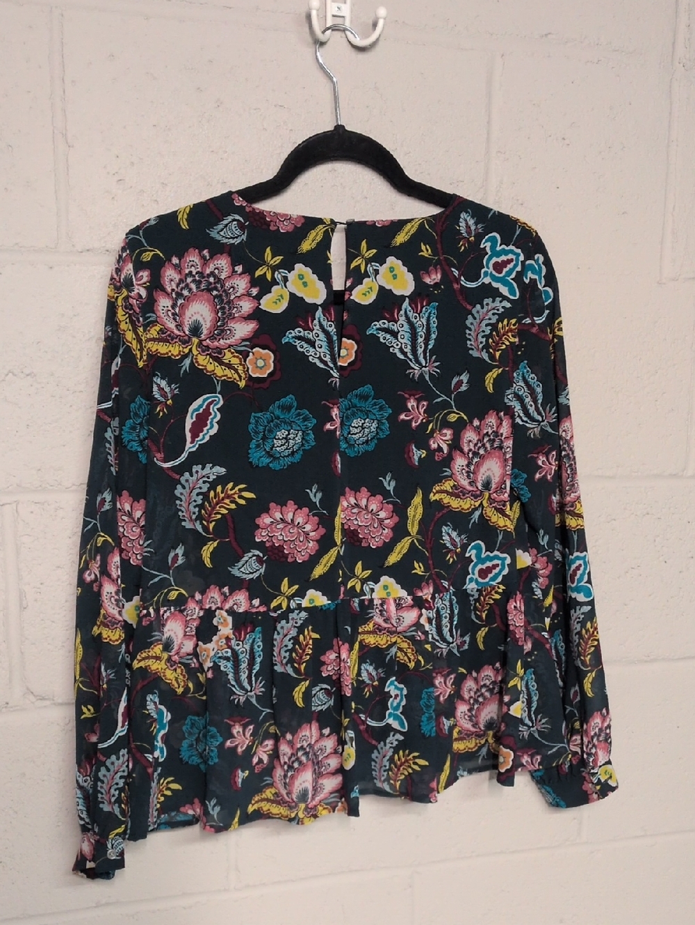 LOFT Floral Paisley Peplum Sheer Long Sleeve Blouse Petite Small, Cottagecore - Picture 6 of 8